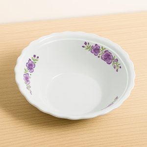 Plato Labrado Blanco Flor Camote Lila