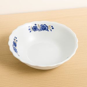 plato labrado, flor azul, indukamy, decorativo