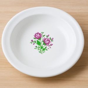 plato semi hondo, flor clavel, indukamy